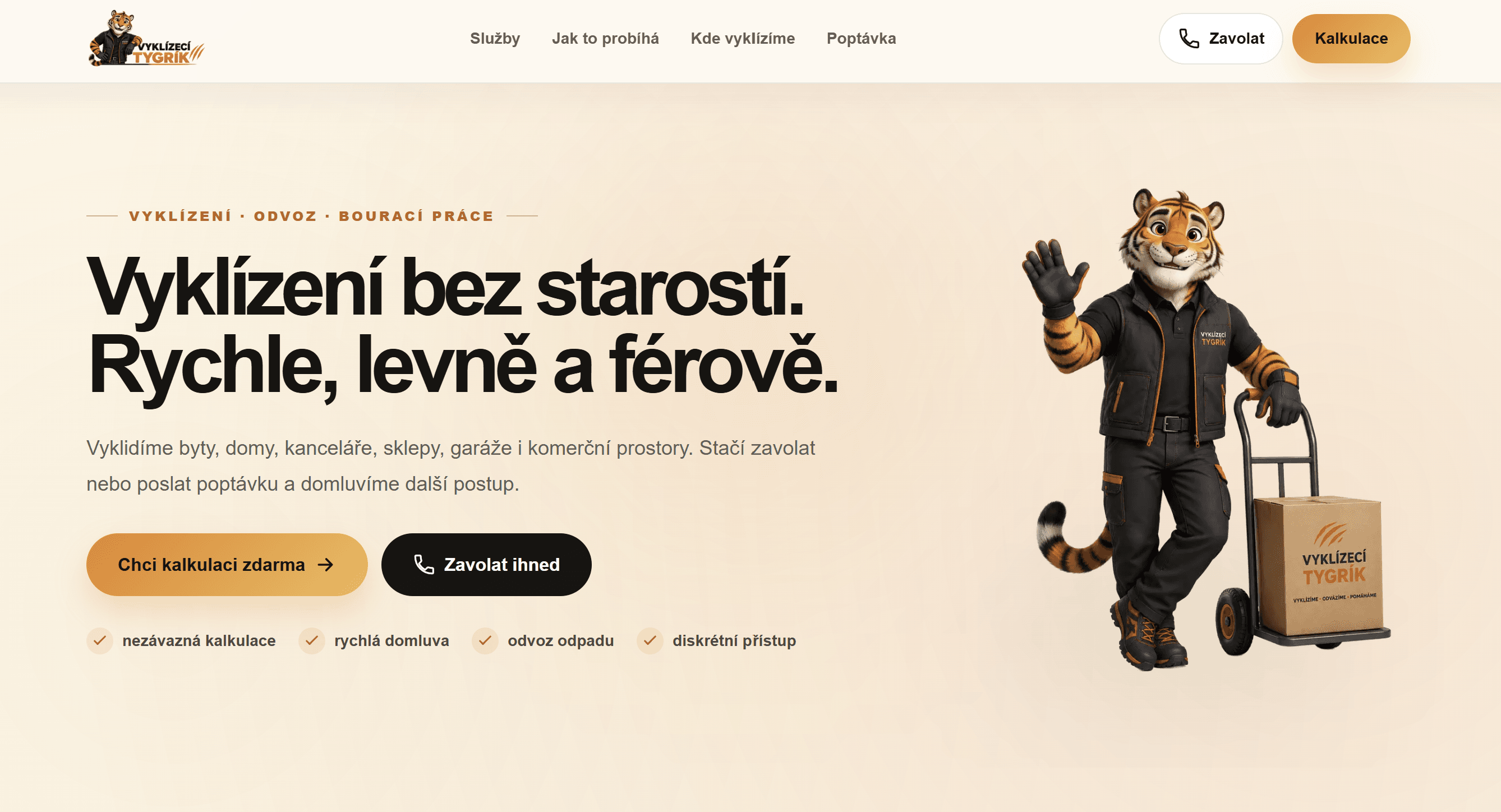 Ukázka webu – Web pro vyklízecí služby